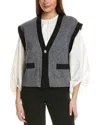 Ellen Tracy Jewel Button Knit Vest In Grey