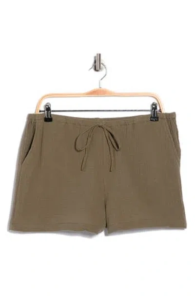 Ellen Tracy Cotton Gauze Drawstring Shorts In Green