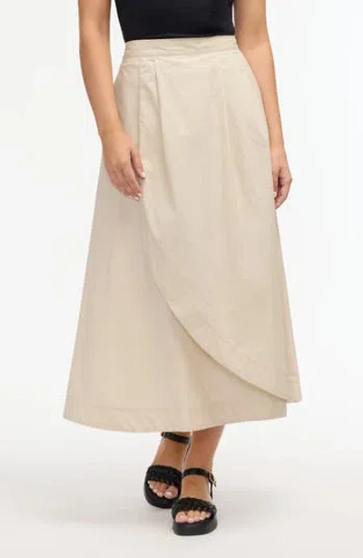 Ellen Tracy Cotton Poplin Midi Skirt In Stone