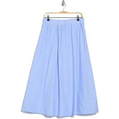 Ellen Tracy Cotton Poplin Skirt In Blue/white Stripe