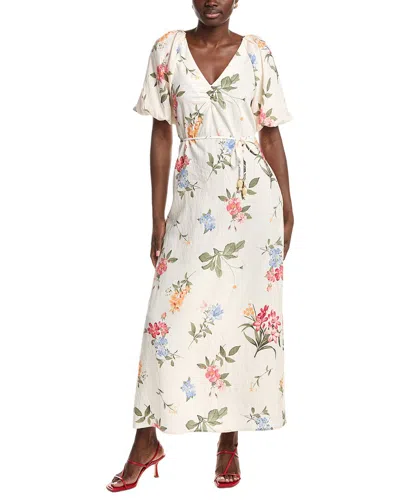 Ellen Tracy Crinkle Raglan Sleeve V-neck Maxi Dress In Brown