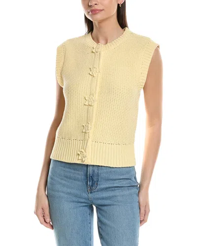Ellen Tracy Crochet Flower Sleeveless Sweater In Yellow