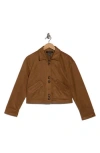 Ellen Tracy Crop Faux Suede Jacket In Brown