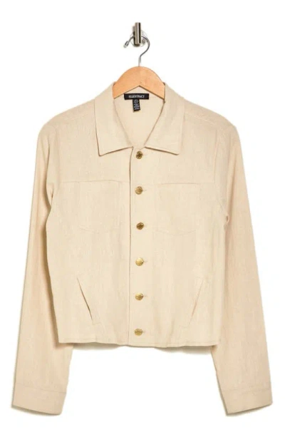 Ellen Tracy Linen-blend Crop Jacket In Nude