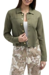Ellen Tracy Crop Linen Blend Jacket In Light Olive