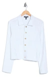 Ellen Tracy Crop Linen Blend Jacket In White