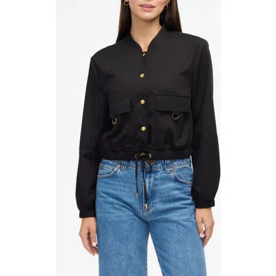 Ellen Tracy Cropped Bomber Jacket In Black