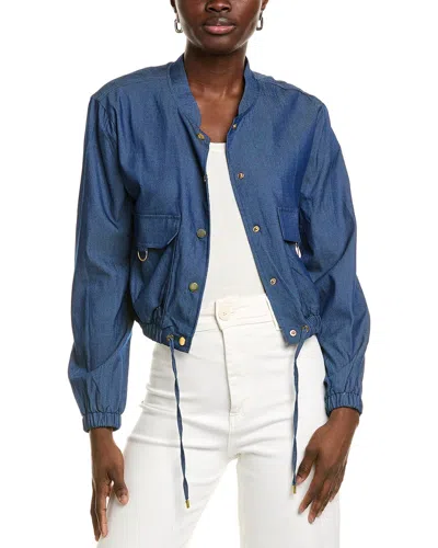 Ellen Tracy Cropped Bomber Jacket In Blue