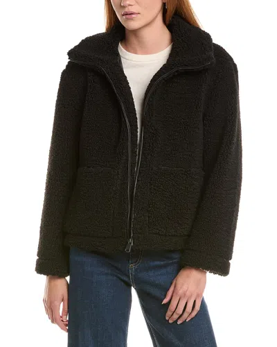 Ellen Tracy Cropped Teddy Coat In Black