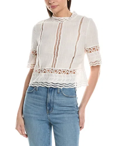 Ellen Tracy Crosshatch Top In White