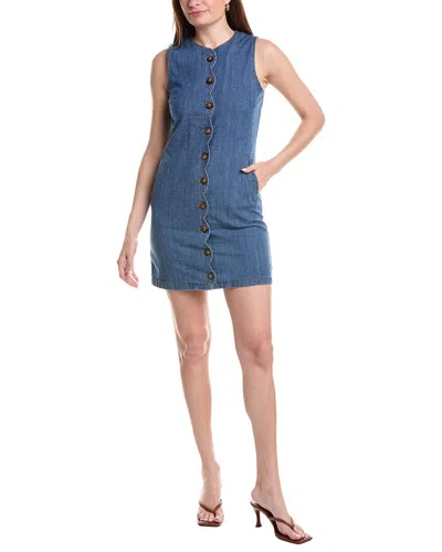 Ellen Tracy Denim Scalloped Dress In Blue