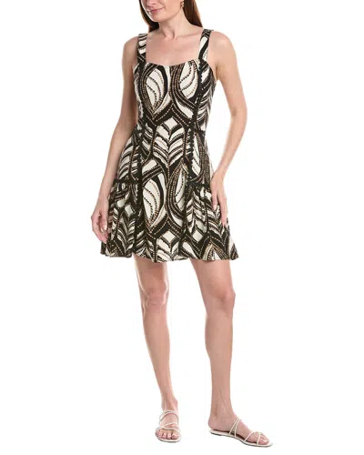 Ellen Tracy Dotted Lace Trim Linen-blend Dress In Multi
