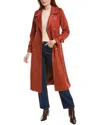 Ellen Tracy Double-breasted Trench Coat In Brown