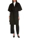 Ellen Tracy Double-face Handmade Colorblocked Cape In Black