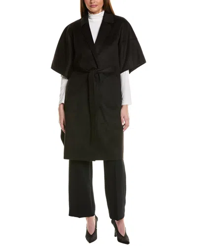 Ellen Tracy Double-face Handmade Colorblocked Cape In Black