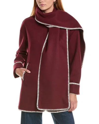 Ellen Tracy Doubleface Scarf Coat In Burgundy