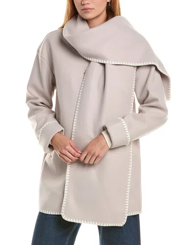 Ellen Tracy Doubleface Scarf Coat In Gray