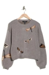 Ellen Tracy Dragonfly Sweater In Gray