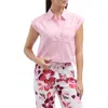 Ellen Tracy Drawstring Hem Camp Shirt In Flamingo Pink