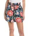 Ellen Tracy Drawstring Linen-blend Short In Multi