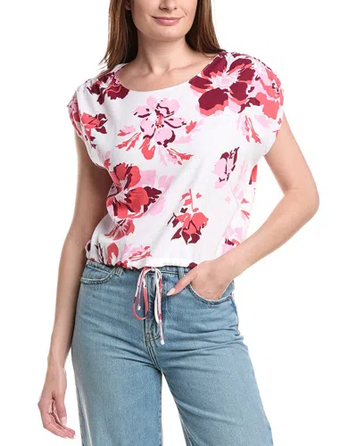 Ellen Tracy Drop Shoulder Linen-blend Top In Purple