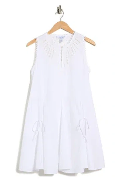 Ellen Tracy Embroidered Cotton Poplin Dress In White