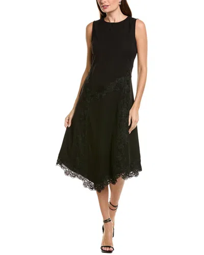 Ellen Tracy Embroidered Dress In Black