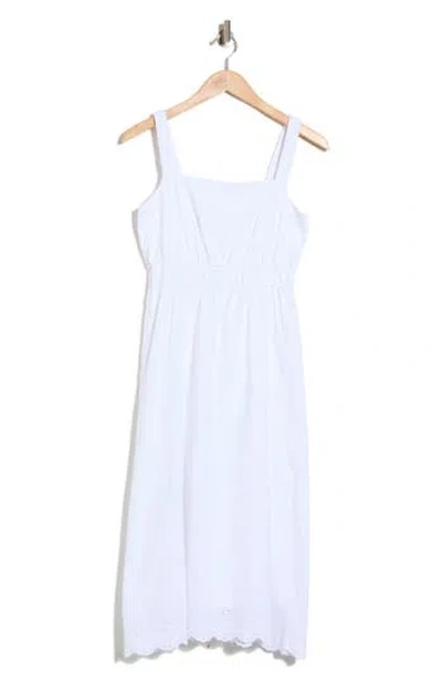 Ellen Tracy Embroidered Eyelet Cotton Midi Sundress In White