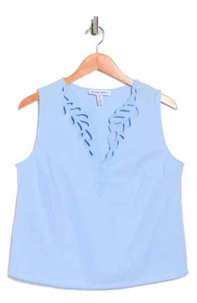 Ellen Tracy Embroidered Eyelet Sleeveless Top In Purple