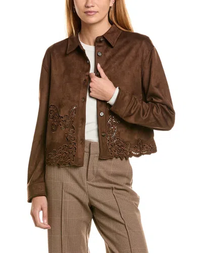 Ellen Tracy Embroidered Jacket In Brown