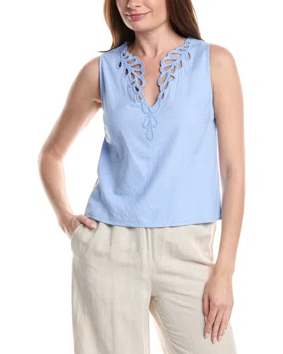 Ellen Tracy Embroidered Eyelet Sleeveless Top In Purple