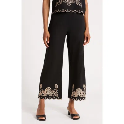 Ellen Tracy Embroidered Pants In Black