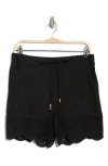 Ellen Tracy Eyelet Embroidered Shorts In Black