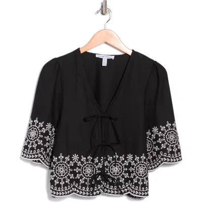 Ellen Tracy Eyelet Embroidered Tie Top In Multi