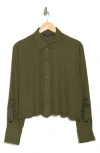 Ellen Tracy Eyelet Inset Button-up Shirt In Olive