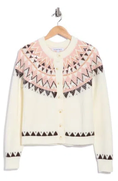 Ellen Tracy Fair Isle Crop Cardigan In Neutral