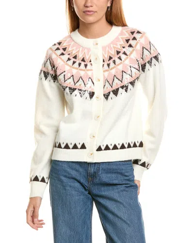 Ellen Tracy Fairisle Cardigan Sweater In Neutral