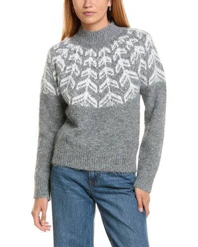 Ellen Tracy Fairisle Sweater In Gray