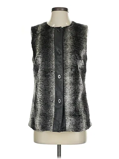 Pre-owned Ellen Tracy Faux Fur Vest In Silver