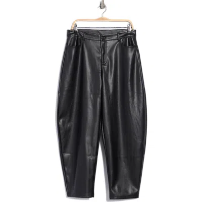 Ellen Tracy Faux Leather Ankle Barrel Leg Pants In Black
