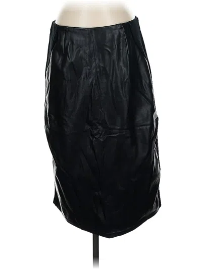 Pre-owned Ellen Tracy Faux Leather Skirt In Black