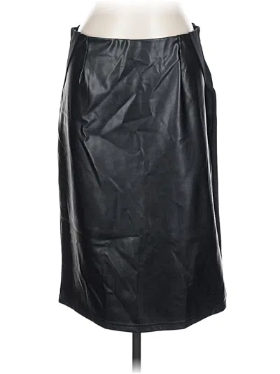 Pre-owned Ellen Tracy Faux Leather Skirt In Black