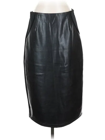 Pre-owned Ellen Tracy Faux Leather Skirt In Black