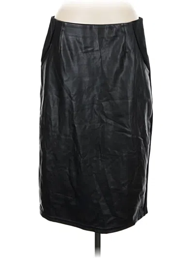 Pre-owned Ellen Tracy Faux Leather Skirt In Black