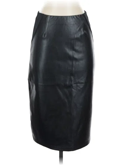 Pre-owned Ellen Tracy Faux Leather Skirt In Black