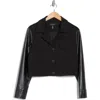 Ellen Tracy Faux Leather Trim Bomber Jacket In Black
