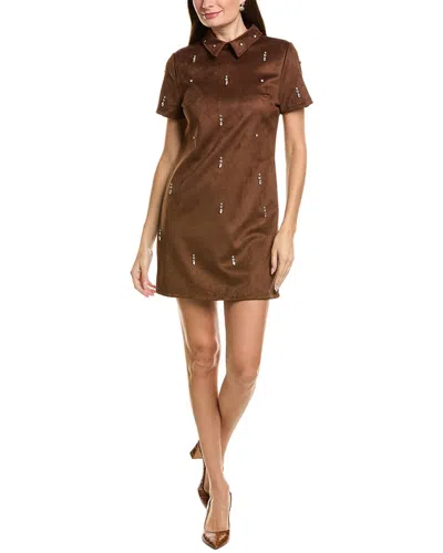 Ellen Tracy Faux Suede Dress In Brown