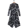 Ellen Tracy Floral Long Sleeve Fit & Flare Dress In Black