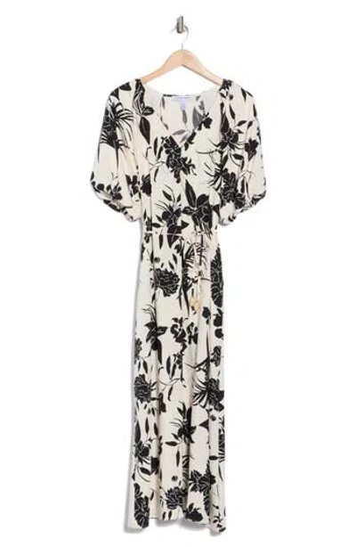 Ellen Tracy Floral Puff Sleeve Maxi Dress In Multi
