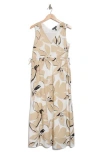 ELLEN TRACY ELLEN TRACY FLORAL SLEEVELESS RUFFLE COTTON MAXI DRESS
